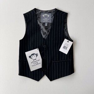 NWT Appaman Fine Tailoring Tailored Vest in Black Pinstripe